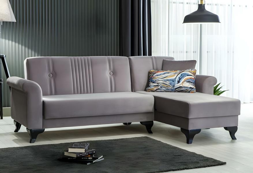 Ecksofa L-Form Stoffsofa Sofa Couch Grau Polstersofa Klappsofa Bettfunktion
