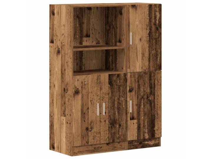 HKTMGDNG 2-TLG Küchenschrank-Set Altholz-Optik Holzwerkstoff Vielseitiges 2er Set Anrichte und Beistellschrank in Altholz-Optik für Küche, Büro, Esszimmer und Gastronomie.
