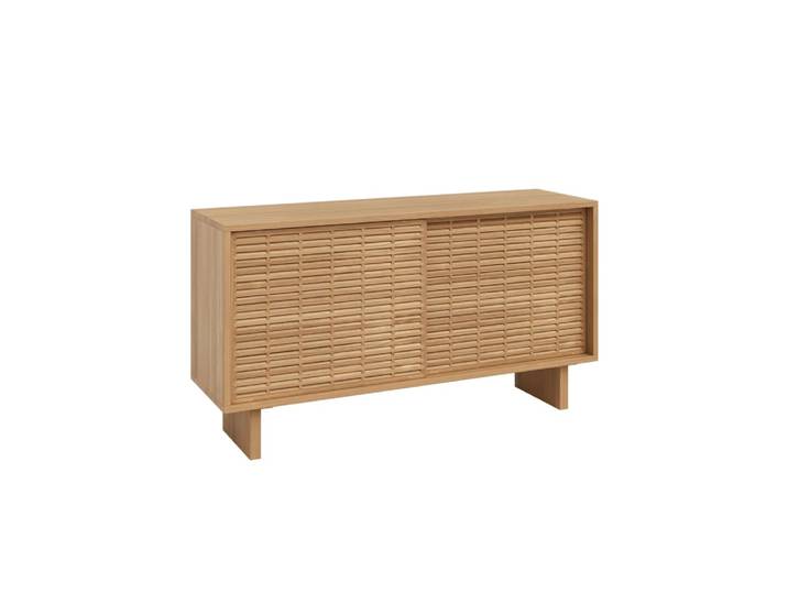 Buffet en pin massif verni en couleur chêne 120 cm