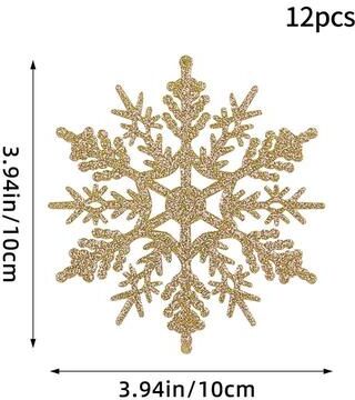 Uplift Treasures Pink Glitter Snowflake Christmas Tree Ornaments Set golden D Style