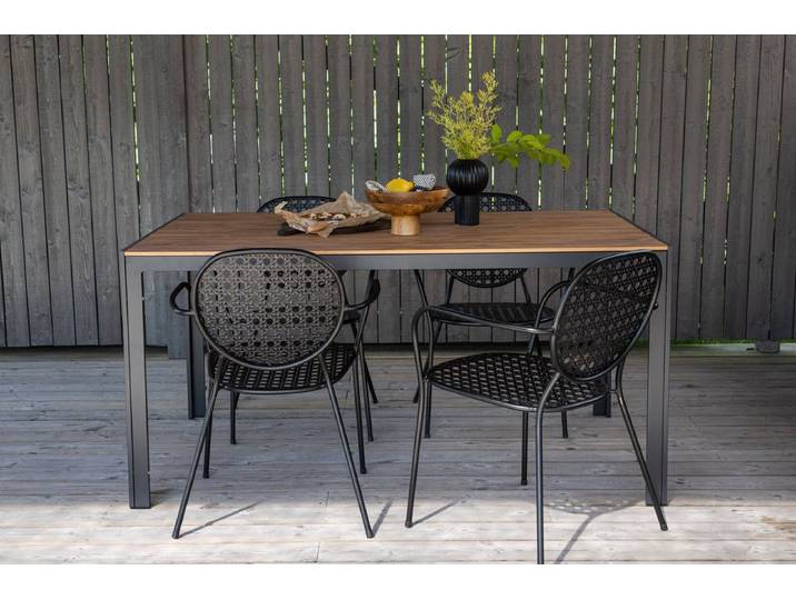 Gartentisch Tareen - eine harmonische Kombination aus Natürlichkeit und Stabilität - Schwarz - Natur - 150x90 - Luxusbetten24