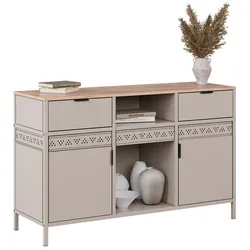 Vicco, Kommode + Sideboard, Kommode Ferra, Greige/Goldkraft Eiche, 121 x 75.5 cm (121 x 40 x 75.50 cm)