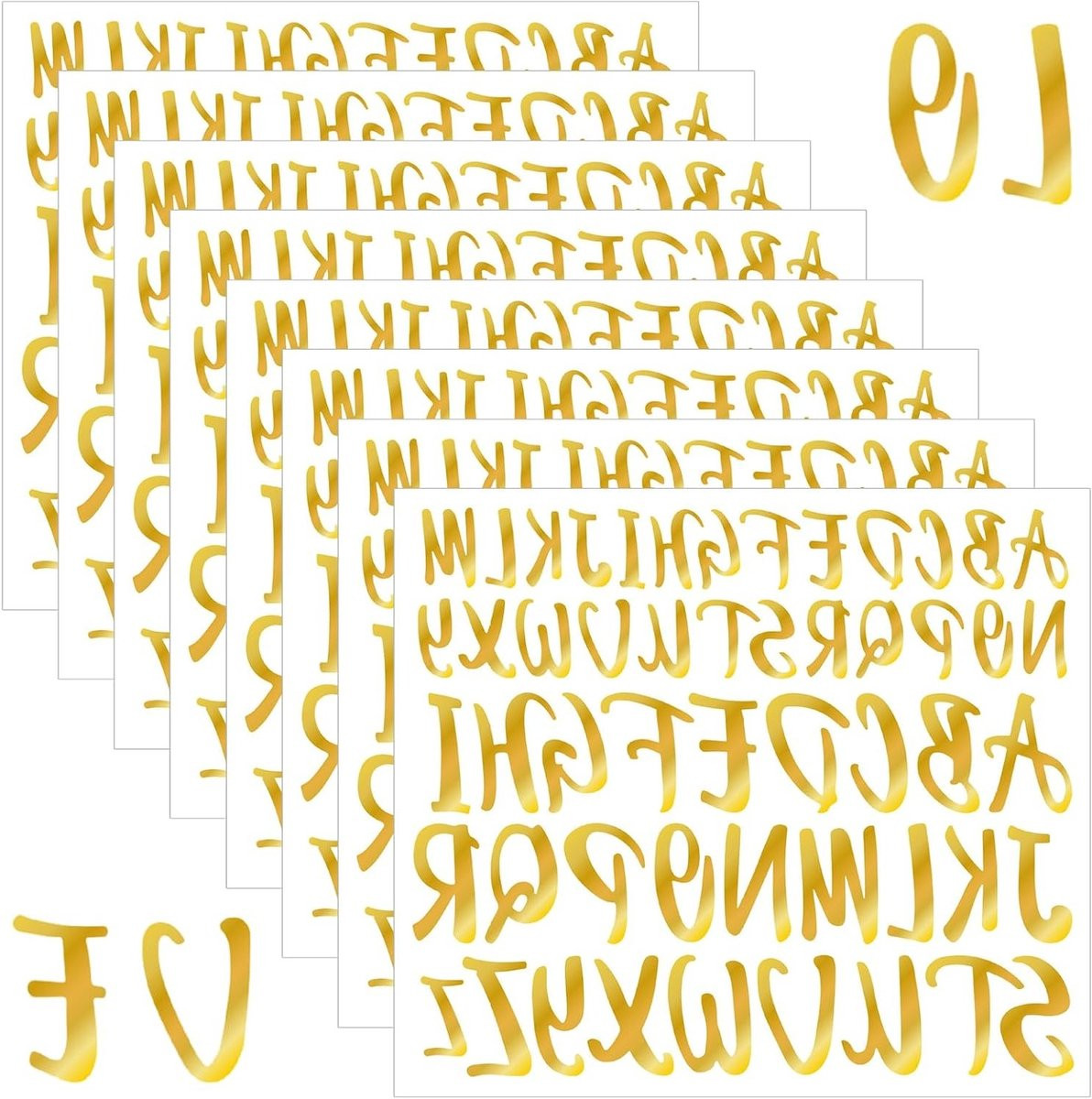 Gouden Vinyl Alphabet Stickers - Zelfklevende Letter Stickers voor Postbus, Scrapbooks en DIY Projecten - 9 Vel met 3,8 cm Letters