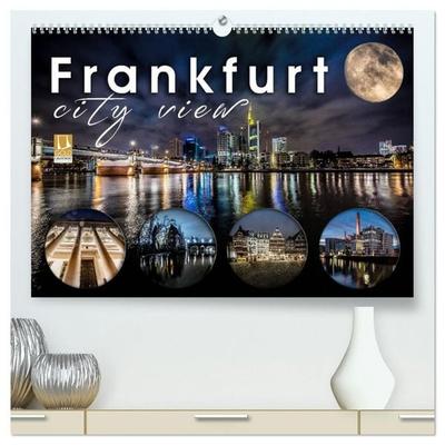 Frankfurt city view (hochwertiger Premium Wandkalender 2027 DIN A2 quer), Kunstdruck in Hochglanz