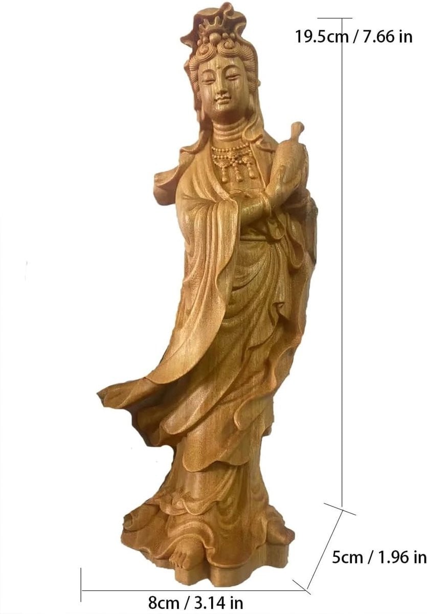 Handgesneden Houten Boeddha Beeld Decoratie - Naturel