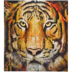 Ölgemälde Tiger, 100% handgemaltes Wandbild Gemälde XL, 100x90cm