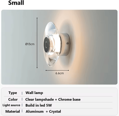 Inspire Curations Italian Round Crystal LED Wall Sconce d13xw6.6 Cm warm White (2700 3500k)