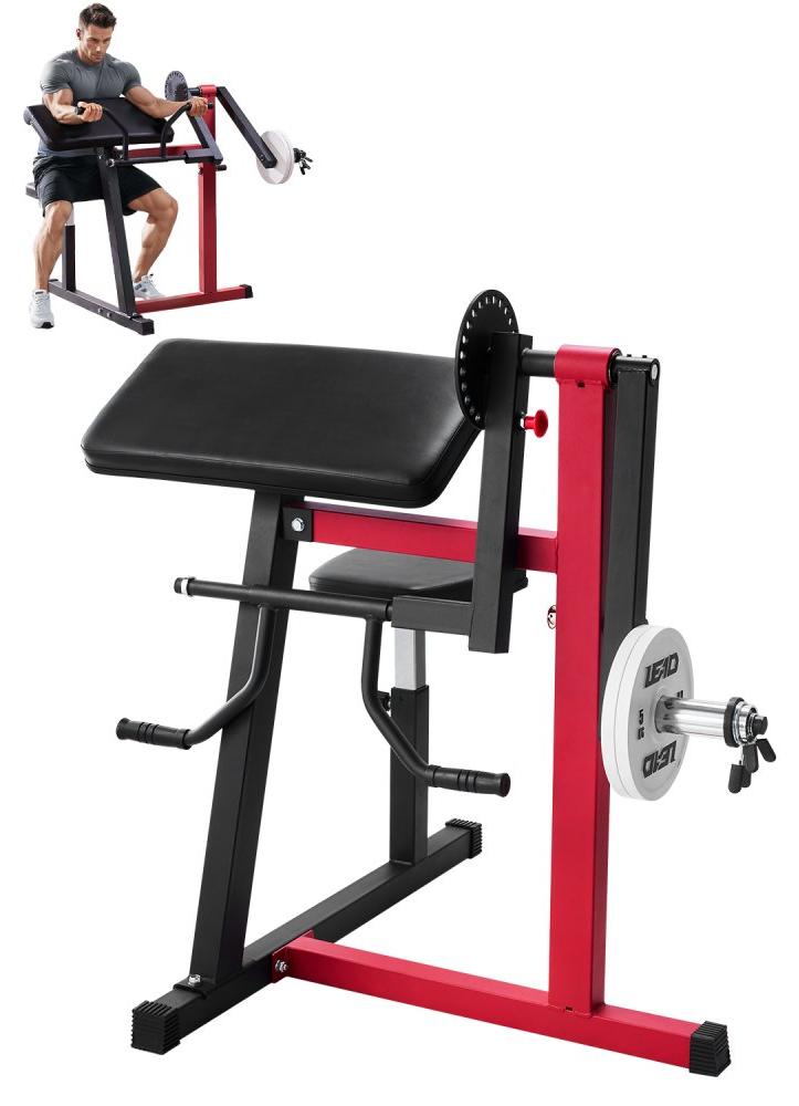 Biceps-Curl-Bank 2-in-1 - Verstellbar, für hohen Komfort - Tragfähigkeit: 75 kg - Kohlenstoffstahl - Schwarz-Rot