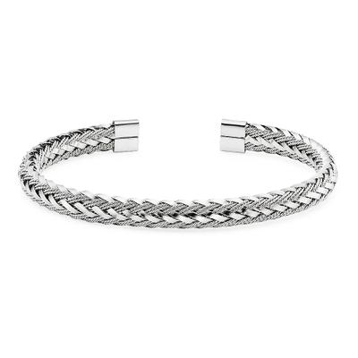 Armspange FIRETTI "Schmuck Geschenk Edelstahlarmband in geflochtener Optik", silber (edelstahlfarben), Armbänder, Damen, 19cm, Edelstahl, Armspange