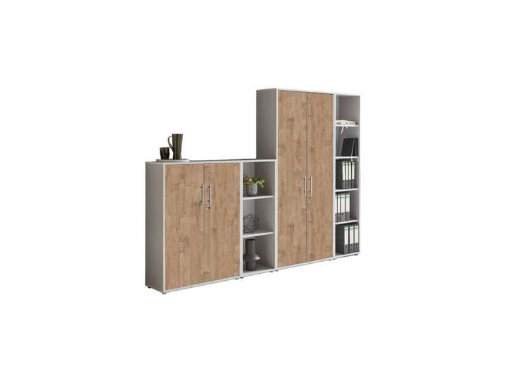 Aktenschrank Office Edition Sw Set 4 Grau/Eichefarben