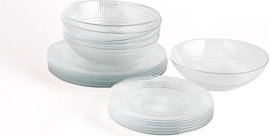 Famanu Dinner Service voor 6 personen, 18 stuks, 24-delig, Opalglas