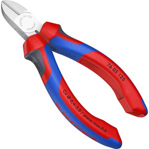 Knipex Seitenschneider 76 05 125, für Elektromechaniker, 125 mm, verchromt, Comfort-Griffe, mit Öffnungsfeder