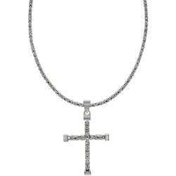 Zeeme Basic Halskette Silber 925 poliert mit Kreuz-Anhänger 55cm lang Königskette 2,2mm breit