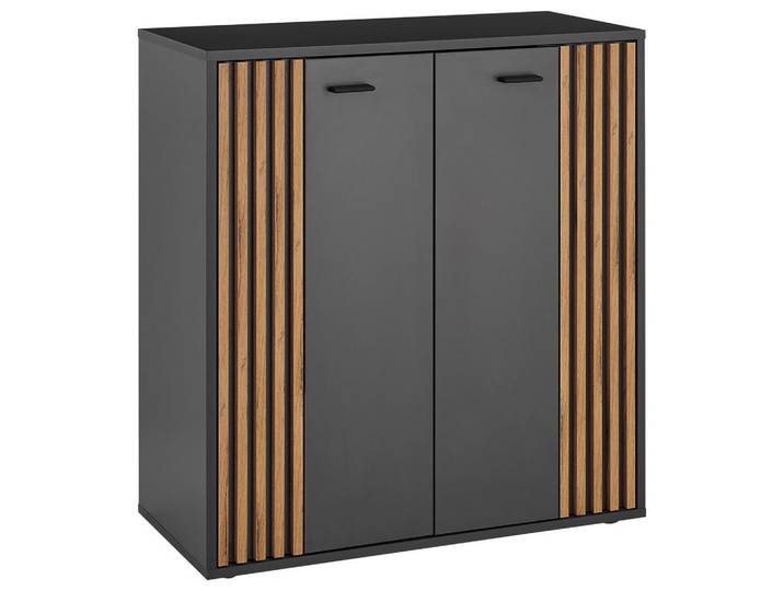 Xora Kommode Dublin, Anthrazit, Eiche, Kunststoff, 2 Fächer, 80x86x38 cm, Typenauswahl, Wohnzimmer, Kommoden & Sideboards, Kommoden