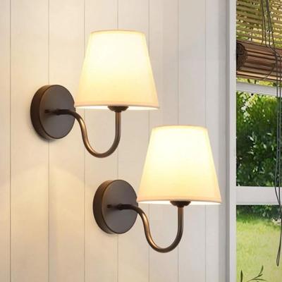 Uplift Picks Modern Fabric Wall Sconce Retro E27 Bedside Wall Lamp black (2 Pcs)