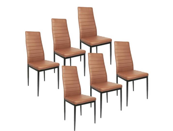 Lot de 6 Chaises salle a manger VIVOLILV - Simili cuir - 42x48x98 cm - Chaises Moderne pour Cuisine Salle a Manger - Chaises Marron