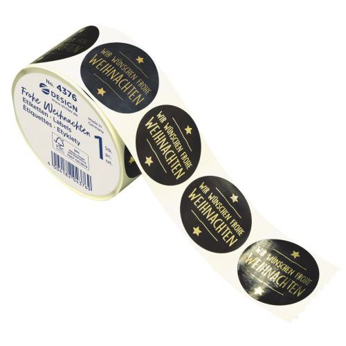 AVERY Zweckform Aufkleber Frohe Weihnachten, schwarz, 600 Etiketten