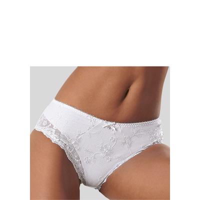 Slip LASCANA "Wanda", Damen, Gr. 52/54, weiß, Obermaterial: 68% Polyamid, 18% Baumwolle, 10% Polyester, 4% Elasthan, Unterhosen Slip, mit Stickerei Spitze, als Dessous-Set kombinierbar