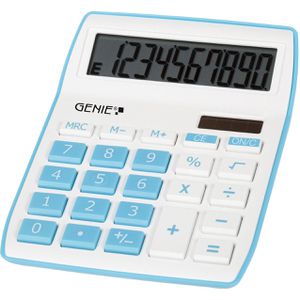 Genie Taschenrechner 840B, blau, 10-stelliges LC-Display, Solar- & Batteriebetrieb