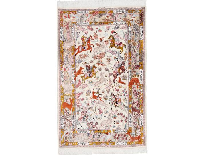 Ghom Seide Teppich 127x200 Handgeknüpft Orientteppich Perserteppich Seide