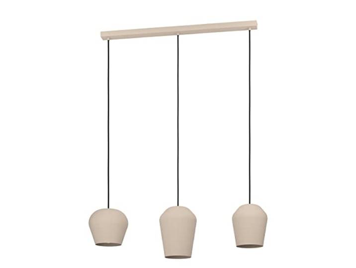 Eglo Suspension luminaire Cambaito\, lustre à 3 lampes pour salon et salle à manger\, plafonnier à suspendre en métal couleur sable\, douille E27