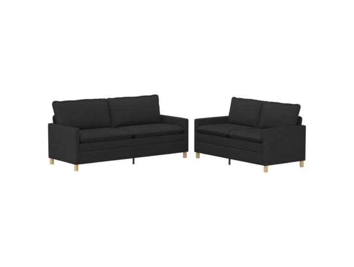 Coespram Sofagarnitur 2-Teilig Schwarz Polstersofa Set fuer Wohnzimmer Modernes Polstermöbel Set für Wohnzimmer und Büro mit metallenem Unterrahmen, abnehmbarem Bezug und 5 Sitzplätzen.