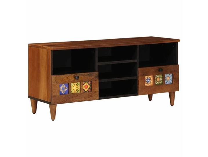 SWEETY@Meuble TV élégant - ZENCORE - Support téléviseur/commode hifi/ARMOIRE TV Noyer 100x33x46cm Bois de mangue massif M24