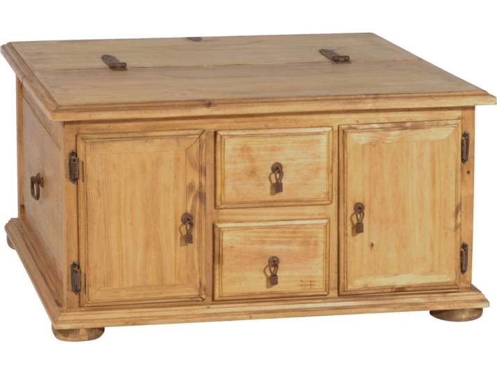 MiaMöbel Mexico Truhentisch 80cm Massivholz Pinie Landhaus Mexiko Möbel Mexikanisch