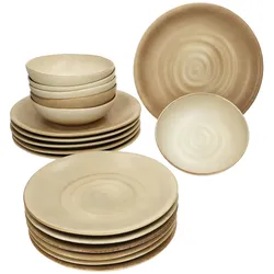 CLAY BEIGE 18tlg Tellerset 6 Pers Speiseteller Suppenteller Kuchenteller Strudel