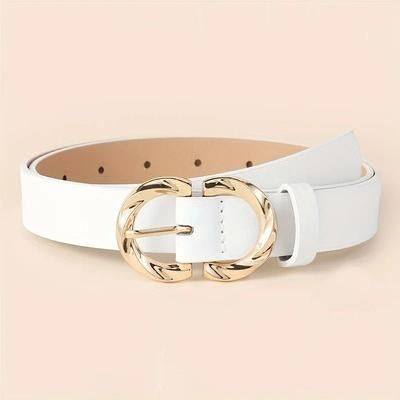 Uplift Essentials Classic PU Belt With Metal Buckle For Jeans And Dresses white