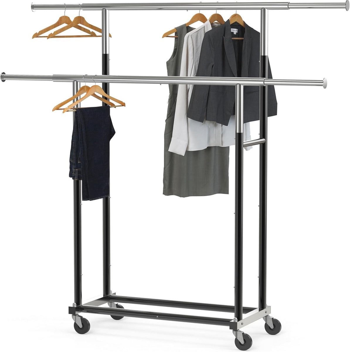 Kledingrek met dubbele stang - Zwart