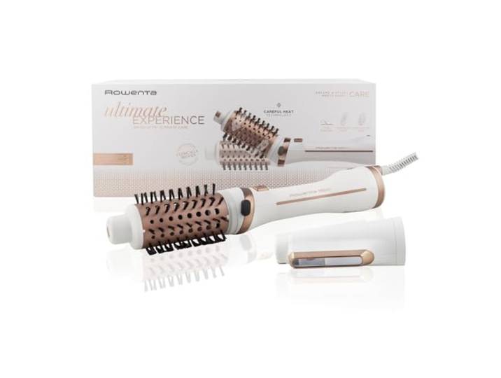 Rowenta Brush Activ Ultimate Care rotierende Warmluftbürste 2 in 1 StylingKeramikbeschichtungIonen Booster Technologie, Stylingdüse, innovative FlipFunktion, Weiß/Rosegold CF9720