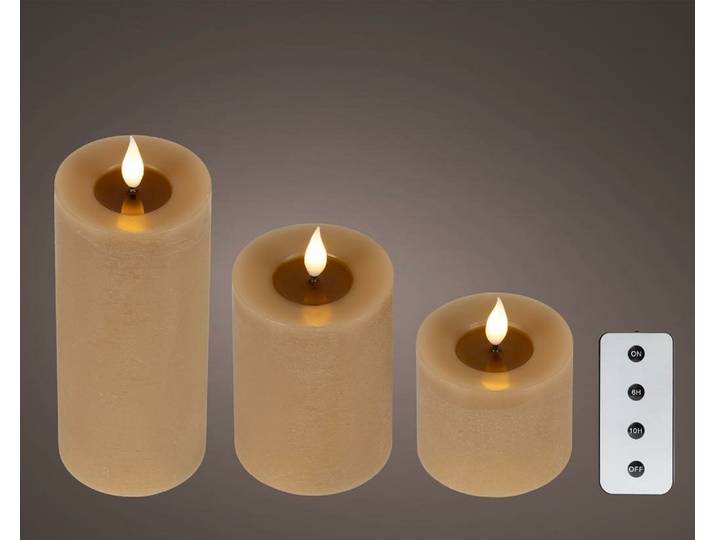 Lumineo Led kaarsen 3d vlam bruin 3 stuks