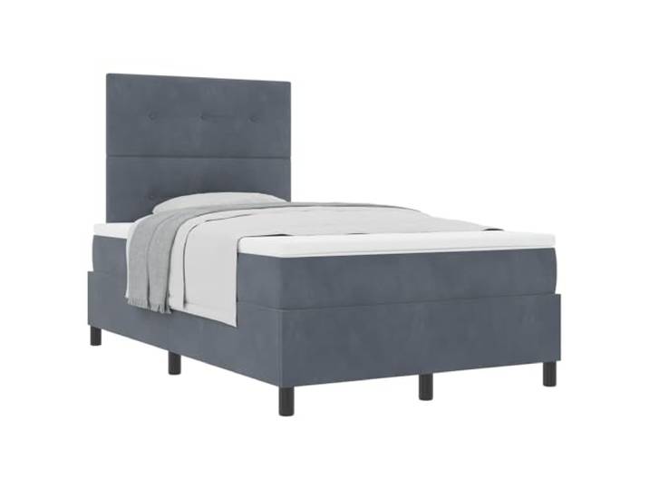KKgypkn Boxspringbett mit Matratze Dunkelgrau 120 x 190 cm Samt, modernes Boxspringbett mit verstellbarem Kopfteil, Taschenfederkern für reaktionsfähige Unterstützung, stabiles