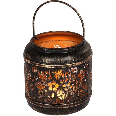 Kerzenlaterne AMBIENTE HAUS "Laterne aus Metall - (H) 20cm", gold (schwarz, goldfarben), B:13cm H:13cm T:13cm, Eisen, Kerzenhalter