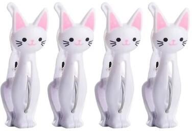 ModernMart Cute Cat Clothespins Windproof Laundry Clips For Towels Clothes And Sheets white