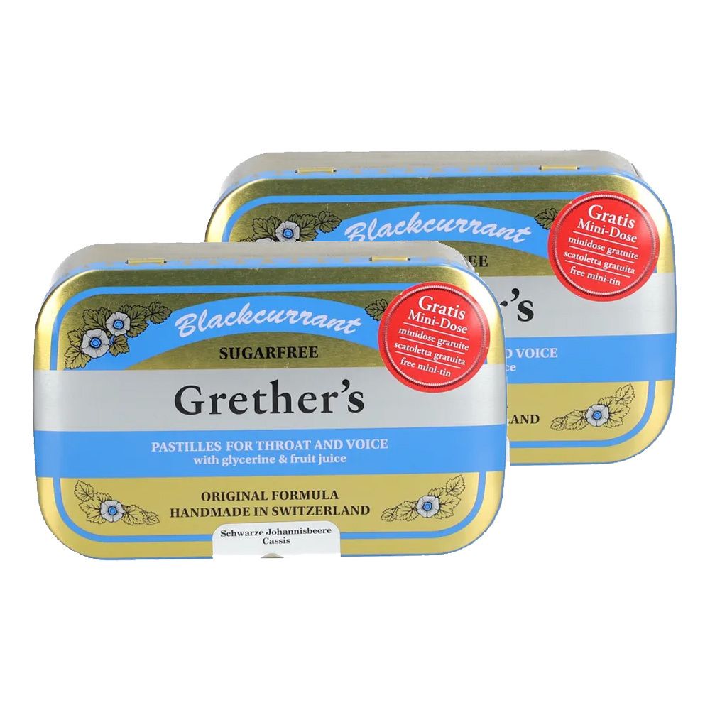Grethers Blackcurrant Silber zf.Past.Dose 2x440 g Pastillen