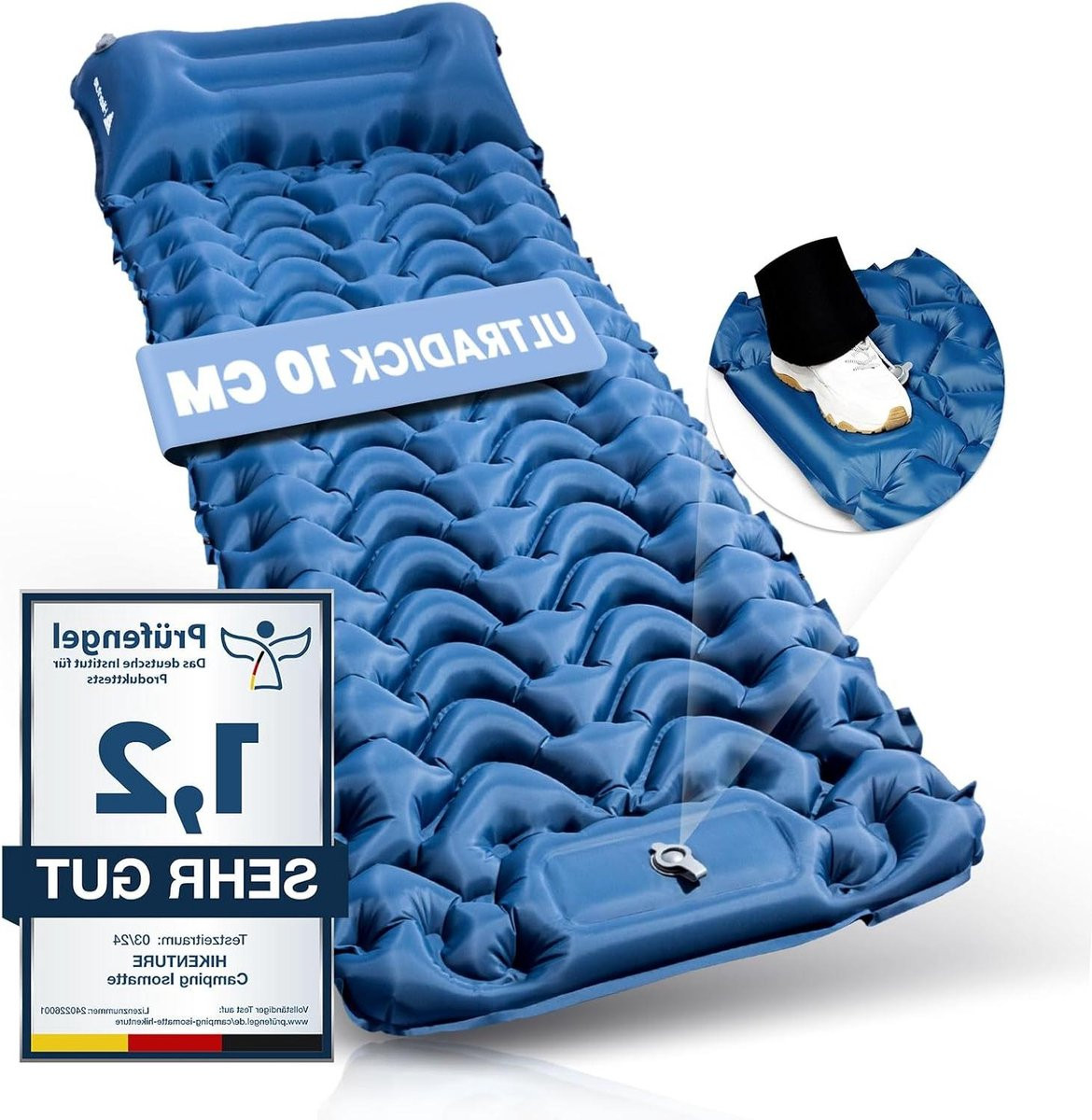 Isomat Isomat zelfopblazend 10 cm isolerende campingmat donkerblauw A2 B/D/H: 190 x 70 cm