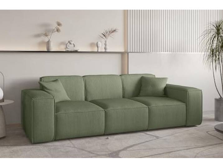 Fun Möbel Sofa Designersofa CELES Premium 3-Sitzer in Stoff Scala (Forest)