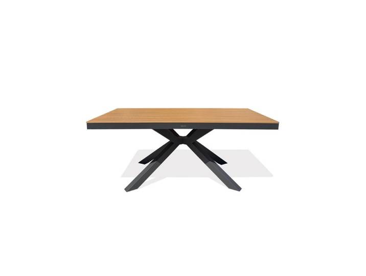 Table de jardin en alu plateau polywood aspect bois - Gris anthracite - LAMU