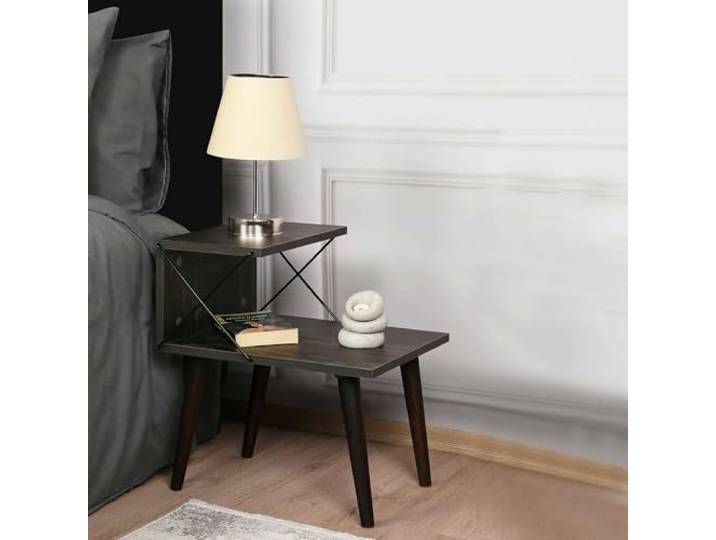 Dmora Nachttisch Astraea 50x40x55h cm Grau, Ablage Grau