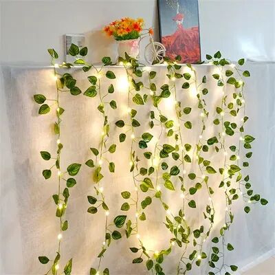 Perfect Picks Market Flower Green Leaf String Lights Battery Powered Artificial Vine Fairy Lights For Wedding And Home Decor Flower Green Leaf String Lights Battery Powered Artificial Vine Fairy Lights For Wedding And Home Decor