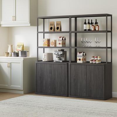 SICOTAS "70.8""H Shelving Unit with 2 Doors:Transforming Kitchen and Study Spaces"