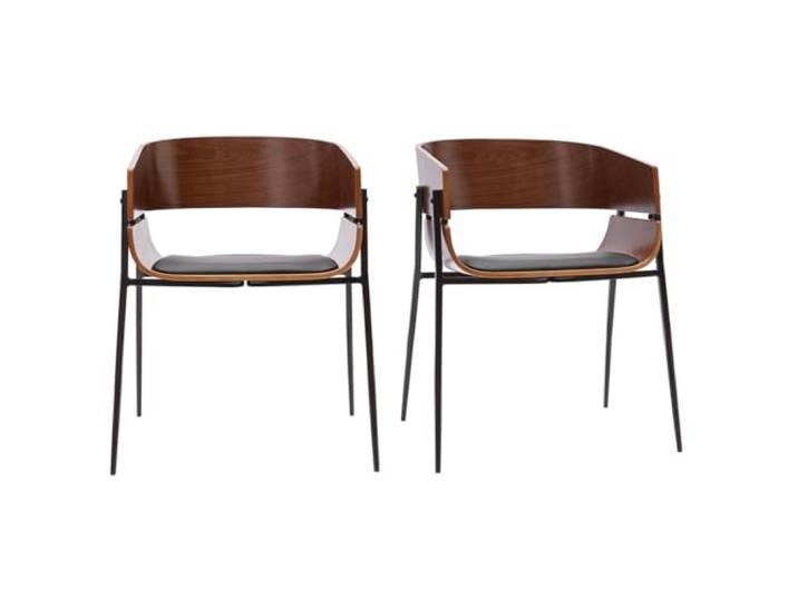 Miliboo WESS Design-Stühle, dunkles Holz und Metall, Schwarz, 2 Stück