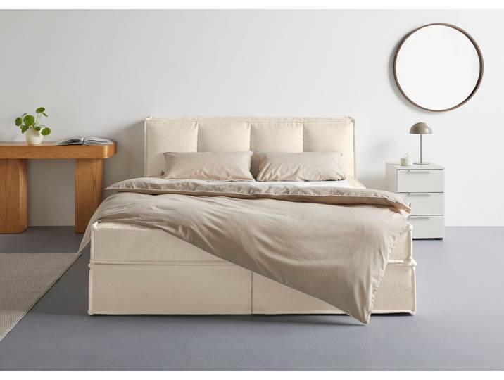 Boxspringbett, Polyester, Ivory, 190×230 cm, Mit Topper & 2 Matratzen, Modern, LeGer