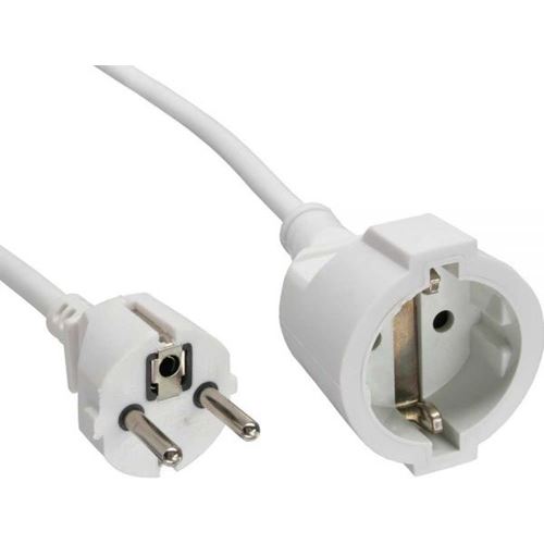 5.00m InLine Verlängerungskabel Schutzkontakt Stecker auf Schutzkontakt Buchse Weiß Kindersicherung