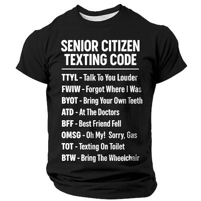 Lustiges Senior Bürger SMS-Code Herren Kurzarm Grafik T-Shirt Gag Geschenk