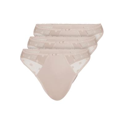 String SASSA "3er Pack String DOTTED MESH", Damen, Gr. 44, 3 Stk., beige (nude), Mesh, , figurbetont, Unterhosen String