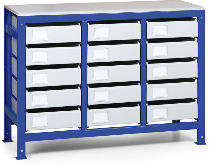 B2B Partner Regal mit Metallschubladen, 15 Schubladen, ohne Deckplatte