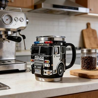 Feuerwehrbecher, handgefertigter Feuerwehrauto-Kaffeebecher für die Mutigsten, Feuerwehr-Kaffeebecher, lustiger 3D-Feuerwehrauto-Becher, robustes Trinkgefäß für heiße Getränke Kalte Getränke für